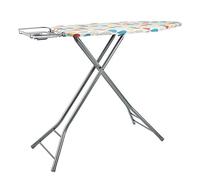 Amazon Basics Ironing Board with H-Shaped Iron Rest, Large, 122 cm x 43 cm, Grey, Polka Dots