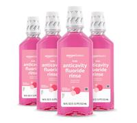 Amazon Basics Kids Mouthwash with Fluoride Anticavity Alcohol-Free Bubble Gum 18 fl oz (Pack of 4)