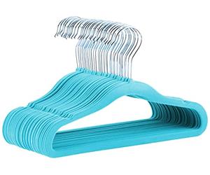 Amazon Basics Kid's Velvet Non-Slip Clothes Hanger, Baby Size 29.46 cm, Blue, Pack of 30
