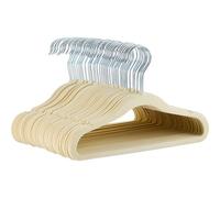 Amazon Basics Kids Velvet, Non-Slip Clothes Hangers for Infant and Toddler, 11.6 inches, Pack of 50, Beige