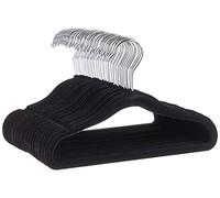 Amazon Basics Kids Velvet, Non-Slip Clothes Hangers for Infant and Toddler, 11.6 Inches, Pack of 50, Black/Silver
