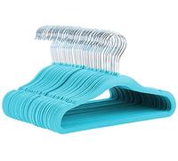 Amazon Basics Kids Velvet, Non-Slip Clothes Hangers for Infant and Toddler, 11.6 Inches, Pack of 50, Blue