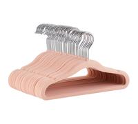 Amazon Basics Kids Velvet, Non-Slip Clothes Hangers for Infant and Toddler, 11.6 Inches, Pack of 50, Blush Pink/Silver