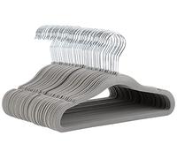 Amazon Basics Kids Velvet, Non-Slip Clothes Hangers for Infant and Toddler, 11.6 inches, Pack of 50, Grey