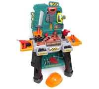 Amazon Basics Kids Workbench Construction Toy Tool Set Playset with 80 Pieces Including Tools Accessories Play Helmet & Play Safety Goggles for Kid
