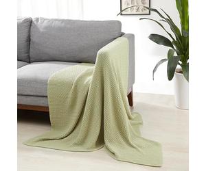 Amazon Basics Knitted Sofa Throw Blanket, Soft Bed Throw for Room Décor, 127 x 152 cm, Sage Green