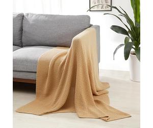 Amazon Basics Knitted Sofa Throw Blanket, Soft Bed Throw for Room Décor, 127 x 152 cm, Sand