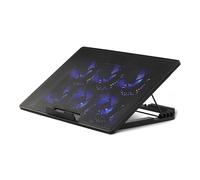 Amazon Basics Laptop Cooling Pad Stand with 6 Quiet Fans, for 12-17 inch laptops, w/USB A and USB C Ports, Height Adjustable