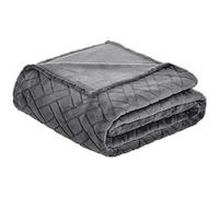 Amazon Basics Large Embossed Fleece Sofa Throw Blanket, Soft Bed Throw, 220 x 240 cm, Grey