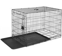 Amazon Basics Large Metal Dog Crate/Cage with Tray, Durable and Foldable Dog Cage with Single Door, Black, Large 91cm (36")