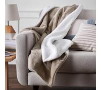 Amazon Basics Large Micromink Sherpa Fleece Sofa Throw Blanket, Soft Bed Throw, 220 x 240 cm, Taupe