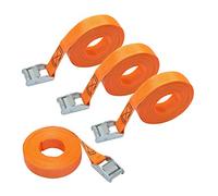 Amazon Basics Lashing Strap, 6 m Long, 25 mm Wide, Load Capacity 150 kg, DIN EN 12195-2 Passed, 4 count (Pack of 1), Orange