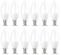Amazon Basics LED E14 Small Edison Screw Candle Bulb, 5W (Equivalent to 40W), Warm White, Dimmable- Pack of 12