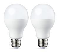 Amazon Basics LED E27 Edison Screw Bulb, 10.5W (Equivalent to 75W), CRI80, Warm White, Dimmable - Pack of 2