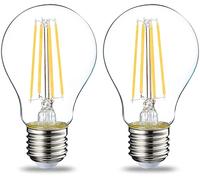 Amazon Basics LED E27 Edison Screw Bulb, 7W (Equivalent to 60W), Clear Filament, Warm White, Non Dimmable, (Pack of 2)
