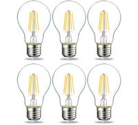 Amazon Basics LED E27 Screw Bulb, Clear Filament, Warm White, Non Dimmable - Pack of 6