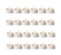 Amazon Basics LED Flameless Tea Lights Battery Operated Candles with Batteries Included, Pack of 24, 3.7 cm (L) x 3.7 cm (B) x 3.3 cm (H), White
