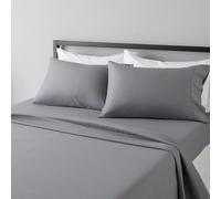 Amazon Basics Lightweight Super Soft Easy Care Microfiber 4-Piece Bed Sheet Set with 14-Inch Deep Pockets Queen Dark Gray Solid - Pack of 4