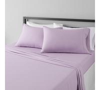 Amazon Basics Lightweight Super Soft Easy Care Microfiber 4-Piece Bed Sheet Set with 14-Inch Deep Pockets Queen Frosted Lavender Solid