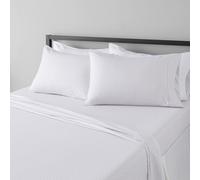 Amazon Basics Lightweight Super Soft Easy Care Microfiber 4 Piece Bed Sheet Set with 14-Inch Deep Pockets Queen Gray Crosshatch Printed