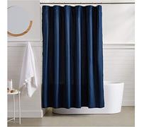 Amazon Basics Lightweight Super Soft Easy Care Microfiber Waffle Texture Shower Curtain, 183 x 183 cm, Navy Blue