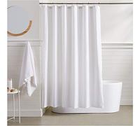 Amazon Basics Lightweight Super Soft Easy Care Microfibre Waffle Texture Shower Curtain, 183 x 183 cm, White