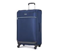 Amazon Basics Luggage, 30" Large Checked Softside Suitcase with Wheels with Four 360-Degree Multi-Directional Spinner Wheels Expandable Space Zippered Pocket and Straps, Telescopic Handle, Navy Blue