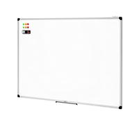 Amazon Basics Whiteboard Drywipe Magnetic with Pen Tray and Aluminium Trim, 120 cm x 90 cm (WxH)