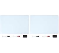 Amazon Basics Magnetic Large Whiteboard for Fridge, Dry Erase, with 2 Markers and 1 Eraser, Flexible Planner, Memo, Notice Board for Home, Kitchen, Office, School, 33 x 50 cm (Pack of 2)