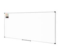 Amazon Basics Magnetic Whiteboard with Aluminum Frame, Pen Tray, 6 Magnets, 1 Eraser and 2 Markers for Office and Home Use, Wall mounted, Dry-Erase, Dry-Wipe 240 x 100 cm