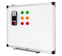 Amazon Basics Magnetic Whiteboard with Aluminum Frame, Pen Tray, 6 Magnets, 1 Eraser and 2 Markers for Office and Home Use, Wall mounted, Dry-Erase, Dry-Wipe 60 x 45 cm