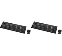 Amazon Basics MD023 Full-Sized Wireless Keyboard and Mouse Combo, 2.4 GHz USB Receiver, UK Layout, Black (Pack of 2)