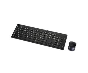 Amazon Basics MD023 Full-Sized Wireless Keyboard and Mouse Combo, 2.4 GHz USB Receiver, UK Layout, Black