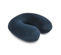 Amazon Basics Memory Foam Travel Neck Pillow with Removable Cover and Elastic Carrying Strap, Navy Blue, Semicircular
