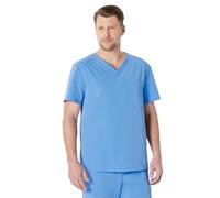 Amazon Basics Men's Scrubs V-Neck Top with Pockets, Cornflower Blue, S