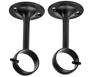 Amazon Basics Metal Curtain Pole Ceiling Brackets for up to 25 mm Curtain Rod, Set of 2, Black