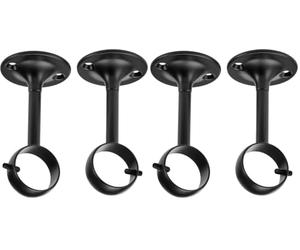 Amazon Basics Metal Curtain Pole Ceiling Brackets for up to 25 mm Curtain Rod, Set of 2, Black (Pack of 2)
