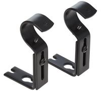 Amazon Basics Metal Curtain Pole Wall Brackets with Adjustable Length of 7 - 11 cm for up to 25 mm Curtain Rod, Set of 2, Black