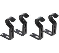Amazon Basics Metal Curtain Pole Wall Brackets with Adjustable Length of 7 - 11 cm for up to 25 mm Curtain Rod, Set of 2, Black (Pack of 2)