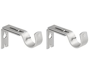 Amazon Basics Metal Curtain Pole Wall Brackets with Adjustable Length of 7 - 11 cm for up to 25 mm Curtain Rod, Set of 2, Nickel
