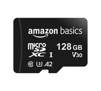 Amazon Basics Micro SDXC Memory Card with Full Size Adapter, A2, U3, Read Speed up to 100 MB/s, 128 GB, Black