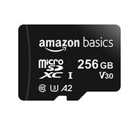 Amazon Basics Micro SDXC Memory Card with Full Size Adapter, A2, U3, Read Speed up to 100 MB/s, 256 GB, Black