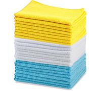 Amazon Basics Microfibre Cleaning Cloth, Pack of 24, Multi Colored, Blue, Orang