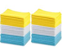 Amazon Basics Microfibre Cleaning Cloth, Pack of 48, Multi Colored, Blue, Orange & White, 40.5 cm x 30.5 cm
