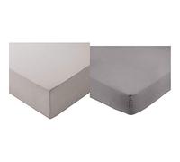 Amazon Basics Microfibre Fitted Sheet, Super King, Dark & Microfibre Fitted Sheet, Super King, Light