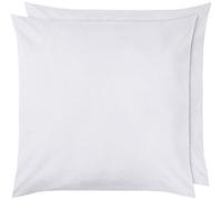Amazon Basics Microfibre Pillowcases, Soft Pillow Cases 2 Pack, Continental Square 65 x 65 cm, Bright White