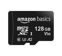 Amazon Basics microSDXC Memory Card with Full Size Adapter, A2, U3, Read Speed up to 100 MB/s, 128GB, Black