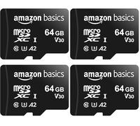 Amazon Basics microSDXC Memory Card with Full Size Adapter, A2, U3, Read Speed up to 100 MB/s, 64GB, Black (2pack) (Pack of 2)