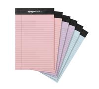 Amazon Basics Narrow Ruled 5 x 8-Inch Lined Writing Note Pads 6 Count (50 Sheet Pads) Multicolor