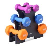 Amazon Basics Neoprene Dumbbell Weights Set with Stand, 1, 2, 3 kg Pairs